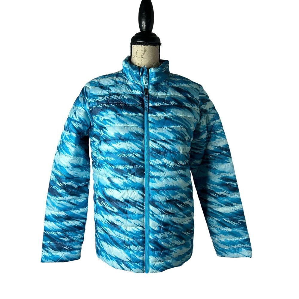Lands' End Kids Blue Patterned Puffer Jacket